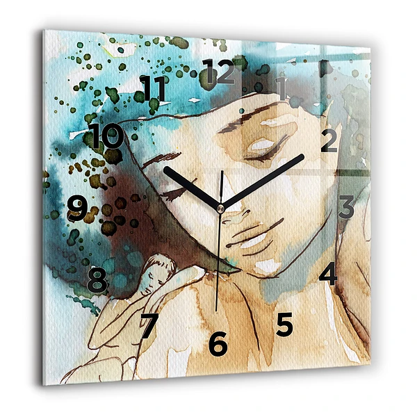 Wanduhr modern quadratisch Abstraktion Frau