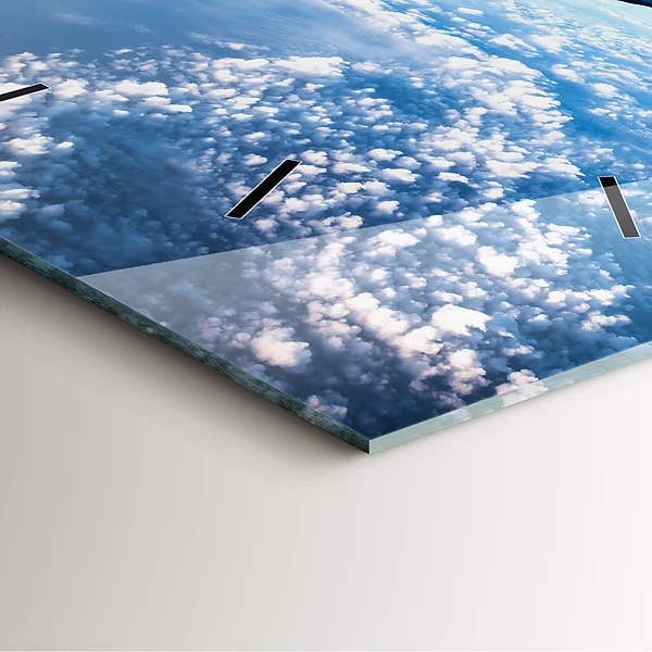 Wanduhr quadratisch mit motiv Flugzeug Wolken