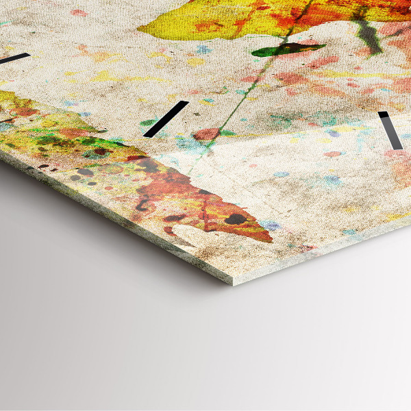 Wanduhr quadratisch Farbige Weltkarte