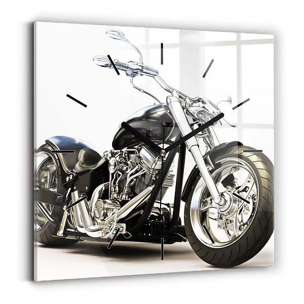 Wanduhr quadratisch mit motiv Schwarzes Motorrad