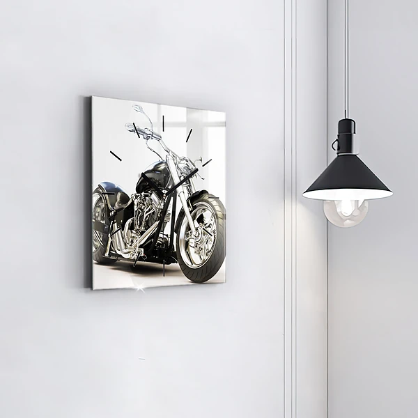 Wanduhr quadratisch mit motiv Schwarzes Motorrad