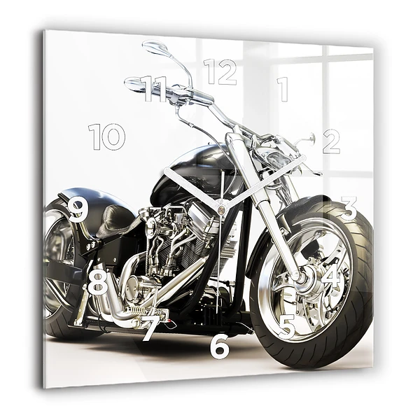 Wanduhr quadratisch mit motiv Schwarzes Motorrad
