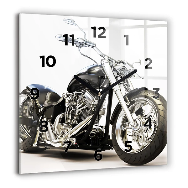 Wanduhr quadratisch mit motiv Schwarzes Motorrad