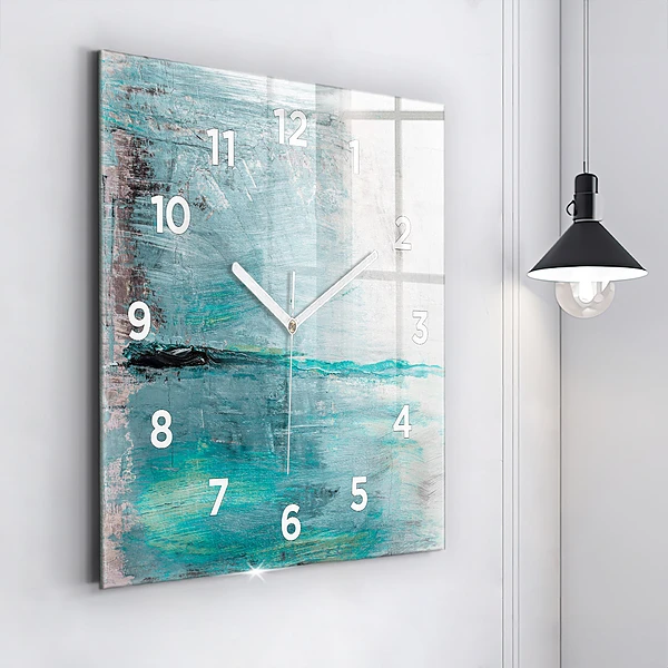 Wanduhr quadratisch mit motiv Öltextur abstrakt