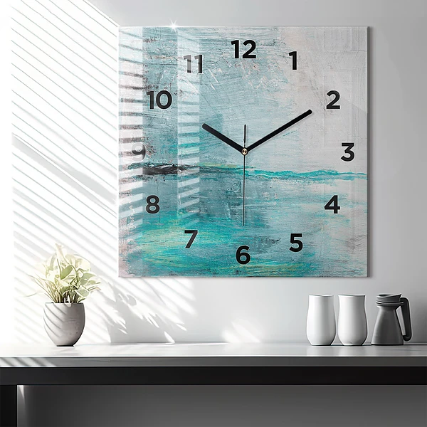 Wanduhr quadratisch mit motiv Öltextur abstrakt