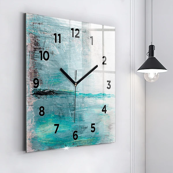 Wanduhr quadratisch mit motiv Öltextur abstrakt