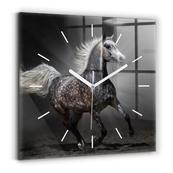 Wanduhr quadratisch Galoppierendes Pferd