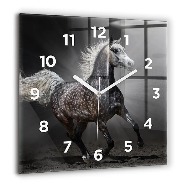 Wanduhr quadratisch Galoppierendes Pferd