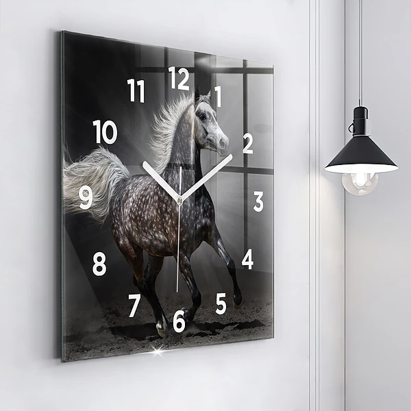 Wanduhr quadratisch Galoppierendes Pferd