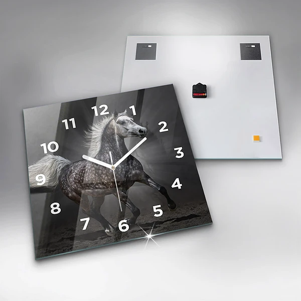 Wanduhr quadratisch Galoppierendes Pferd