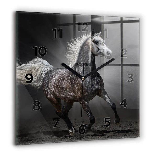 Wanduhr quadratisch Galoppierendes Pferd