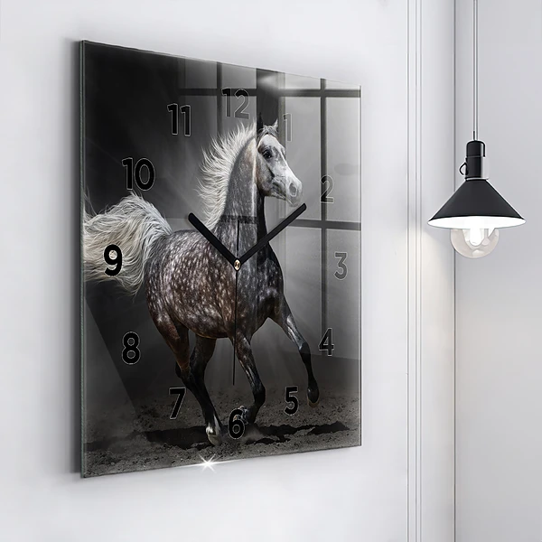 Wanduhr quadratisch Galoppierendes Pferd