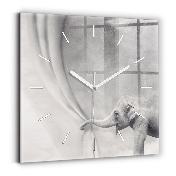 Wanduhr quadratisch Elefant