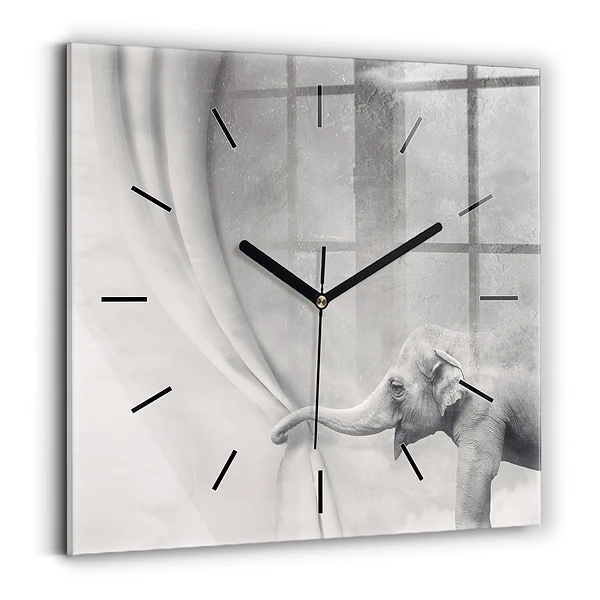 Wanduhr quadratisch Elefant