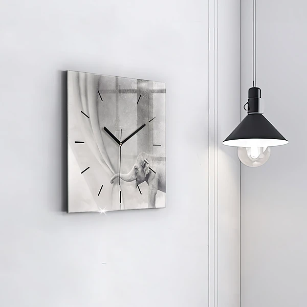 Wanduhr quadratisch Elefant