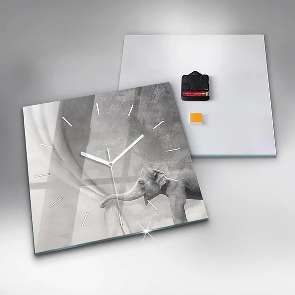 Wanduhr quadratisch Elefant