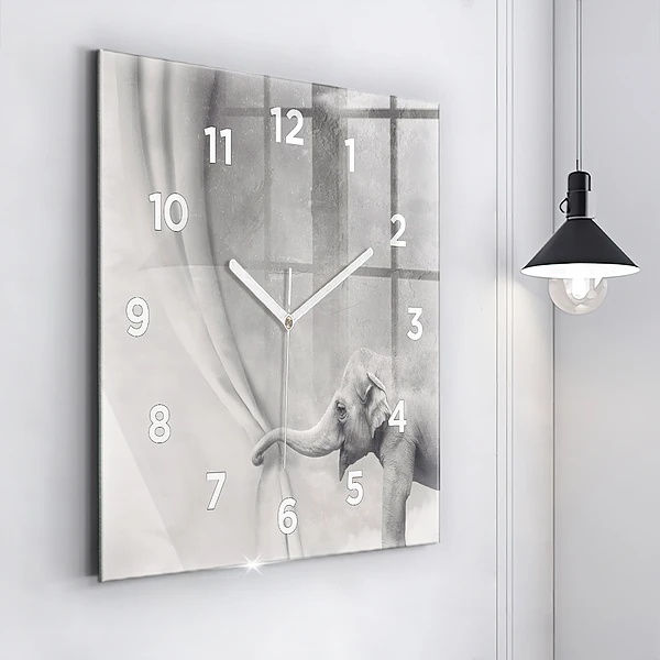 Wanduhr quadratisch Elefant
