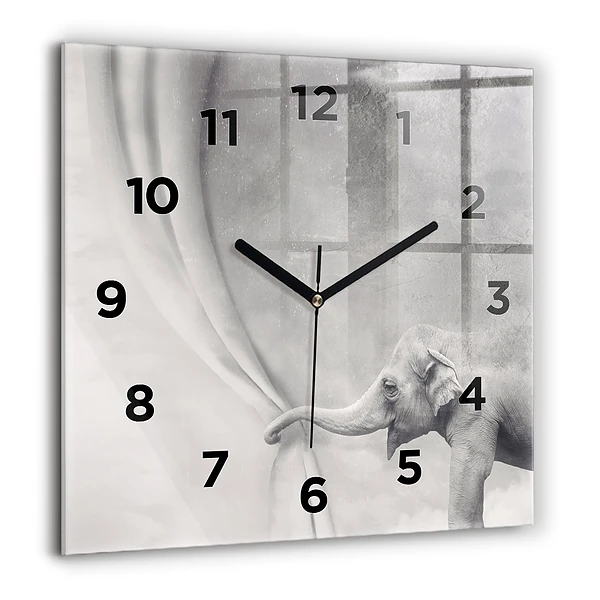Wanduhr quadratisch Elefant