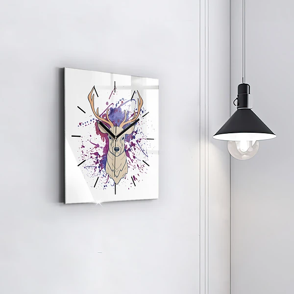 Wanduhr quadratisch Vektor-Illustration eines Rehs