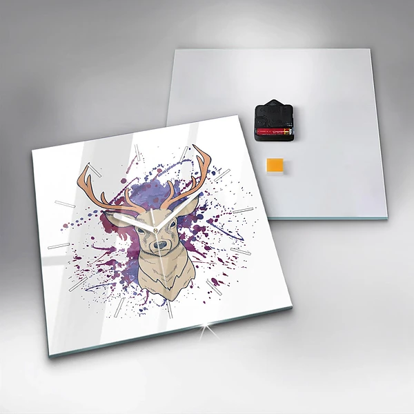 Wanduhr quadratisch Vektor-Illustration eines Rehs