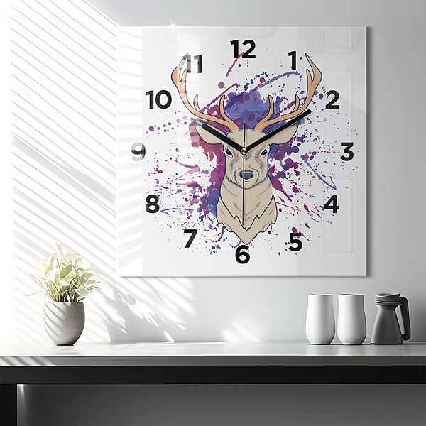 Wanduhr quadratisch Vektor-Illustration eines Rehs