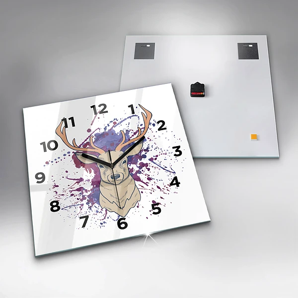 Wanduhr quadratisch Vektor-Illustration eines Rehs