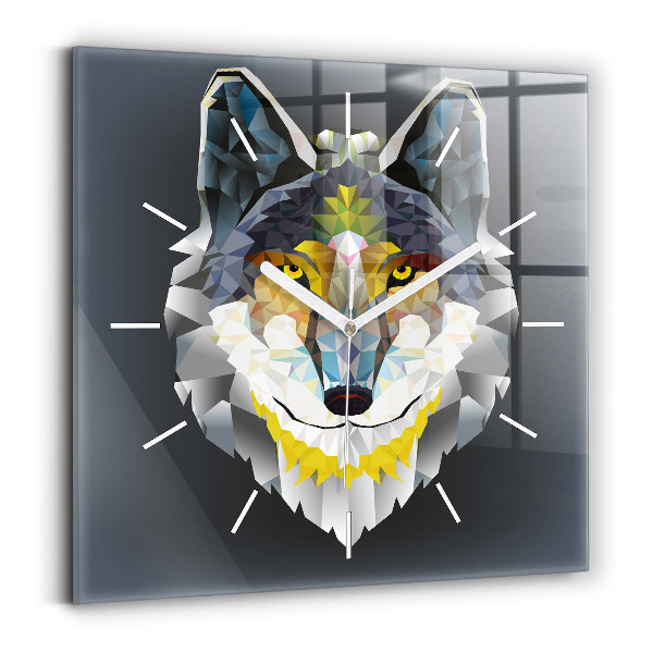 Wanduhr quadratisch Wolfskopf