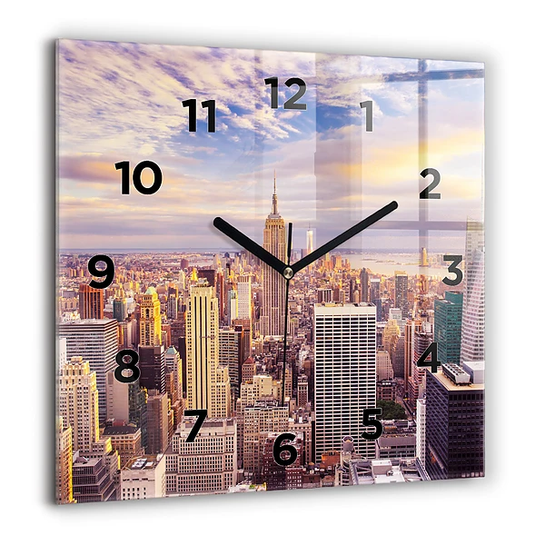 Wanduhr quadratisch mit motiv Sonnenuntergang New York