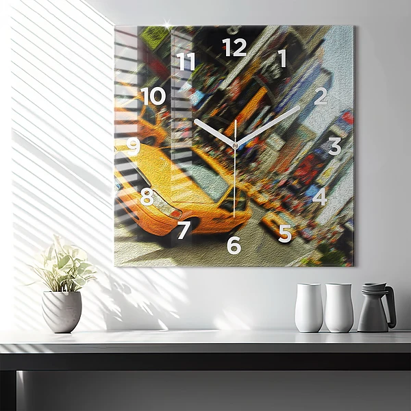 Wanduhr quadratisch New York City Taxis
