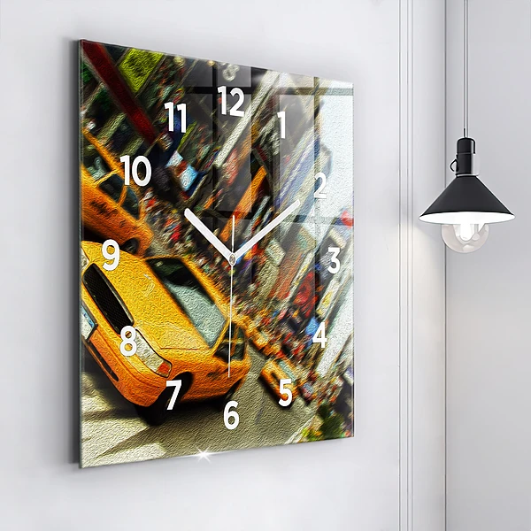 Wanduhr quadratisch New York City Taxis