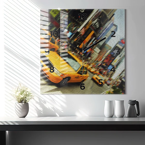 Wanduhr quadratisch New York City Taxis