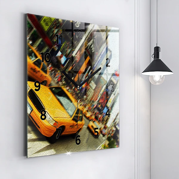 Wanduhr quadratisch New York City Taxis