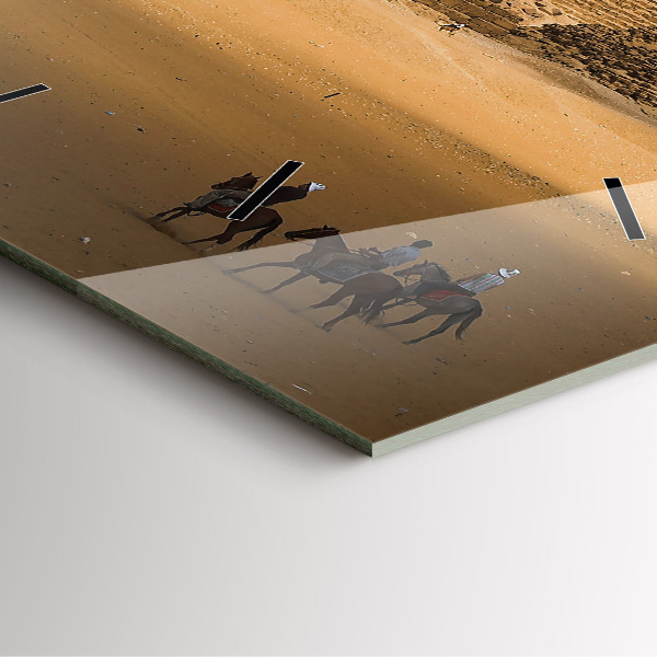 Wanduhr quadratisch mit motiv Pyramiden und Sonnenuntergang