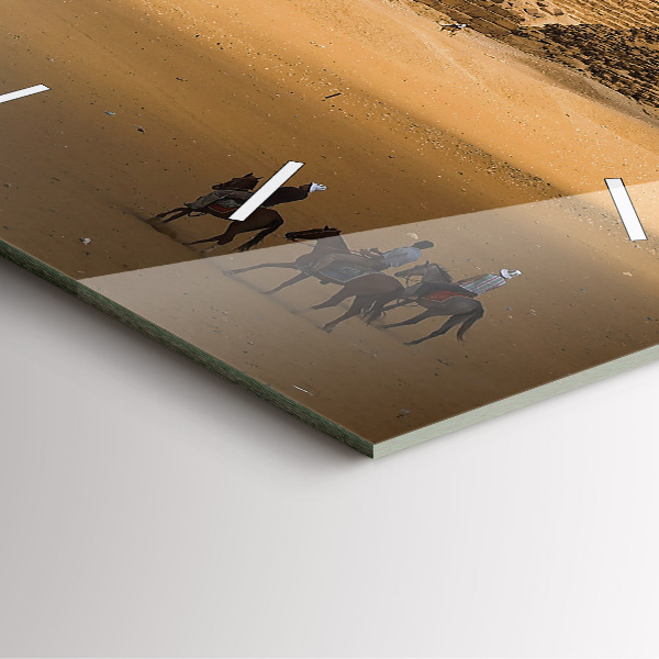 Wanduhr quadratisch mit motiv Pyramiden und Sonnenuntergang