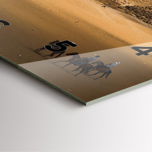 Wanduhr quadratisch mit motiv Pyramiden und Sonnenuntergang