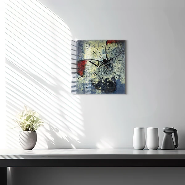 Wanduhr quadratisch Schmetterling im Vintage-Stil