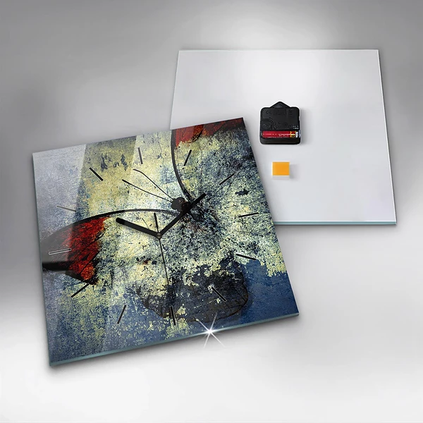 Wanduhr quadratisch Schmetterling im Vintage-Stil