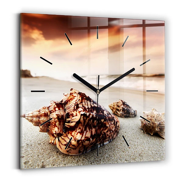Wanduhr quadratisch Muschel am Strand