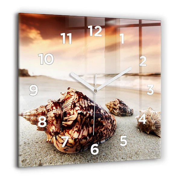 Wanduhr quadratisch Muschel am Strand