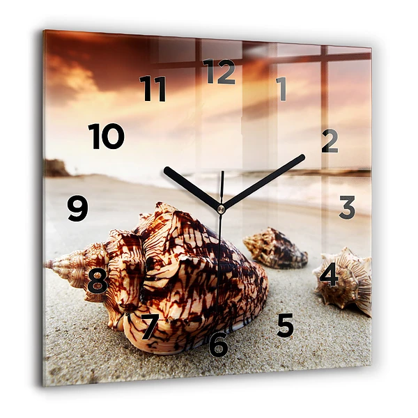 Wanduhr quadratisch Muschel am Strand