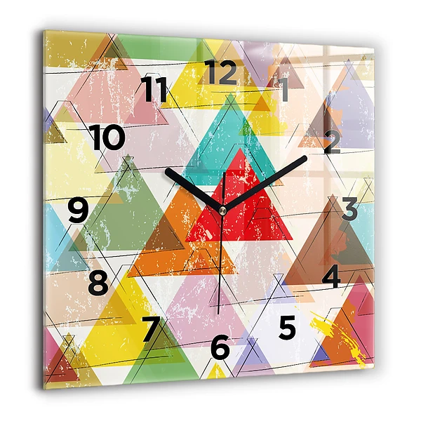 Wanduhr quadratisch mit motiv Dreiecke geometrisches Muster