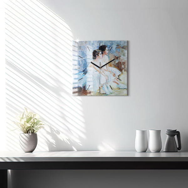 Wanduhr modern quadratisch Junge Ballerinas