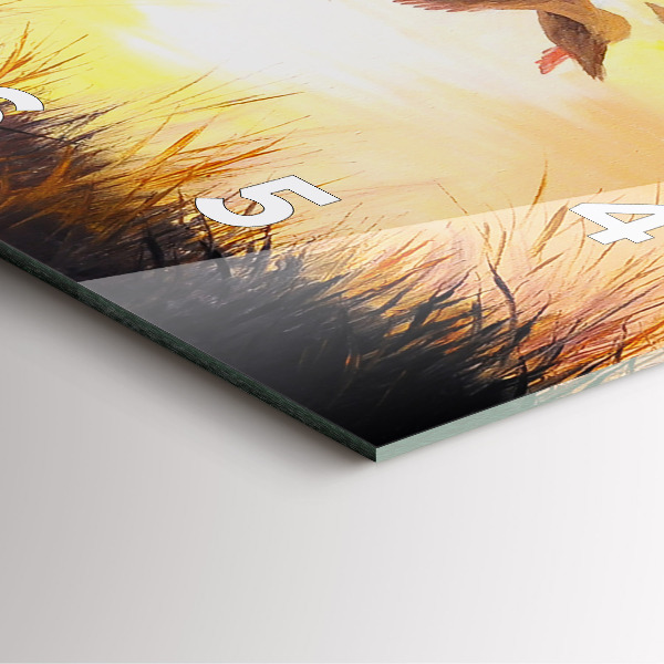 Wanduhr quadratisch Kraniche bei Sonnenuntergang