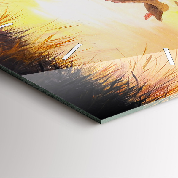 Wanduhr quadratisch Kraniche bei Sonnenuntergang