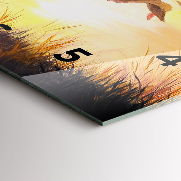 Wanduhr quadratisch Kraniche bei Sonnenuntergang