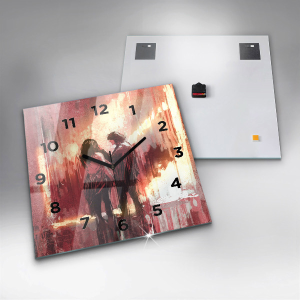 Wanduhr quadratisch mit motiv Junges verliebtes Paar