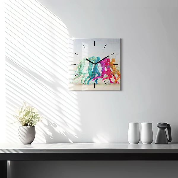 Wanduhr quadratisch Bunte Menschen