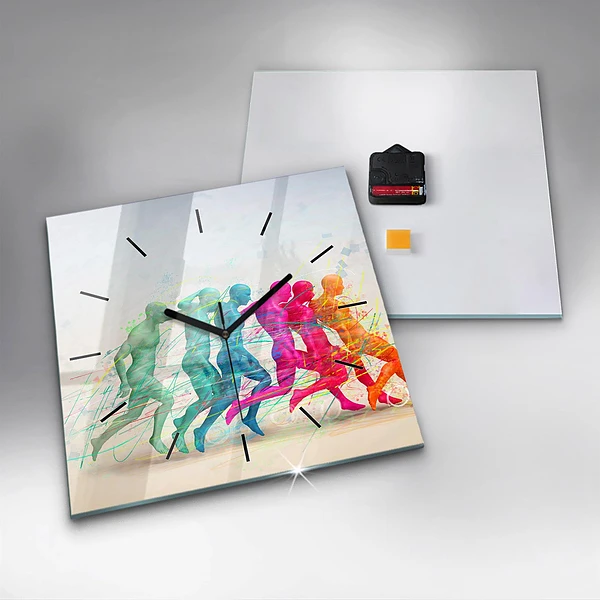 Wanduhr quadratisch Bunte Menschen