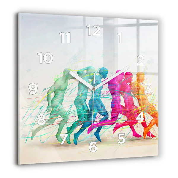 Wanduhr quadratisch Bunte Menschen