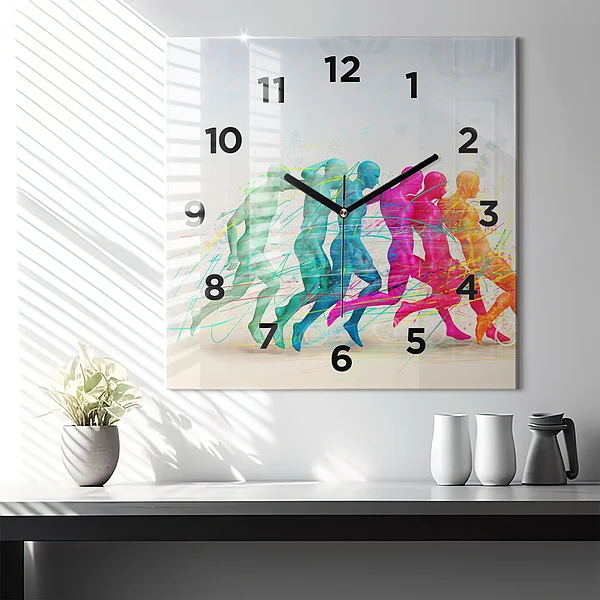 Wanduhr quadratisch Bunte Menschen